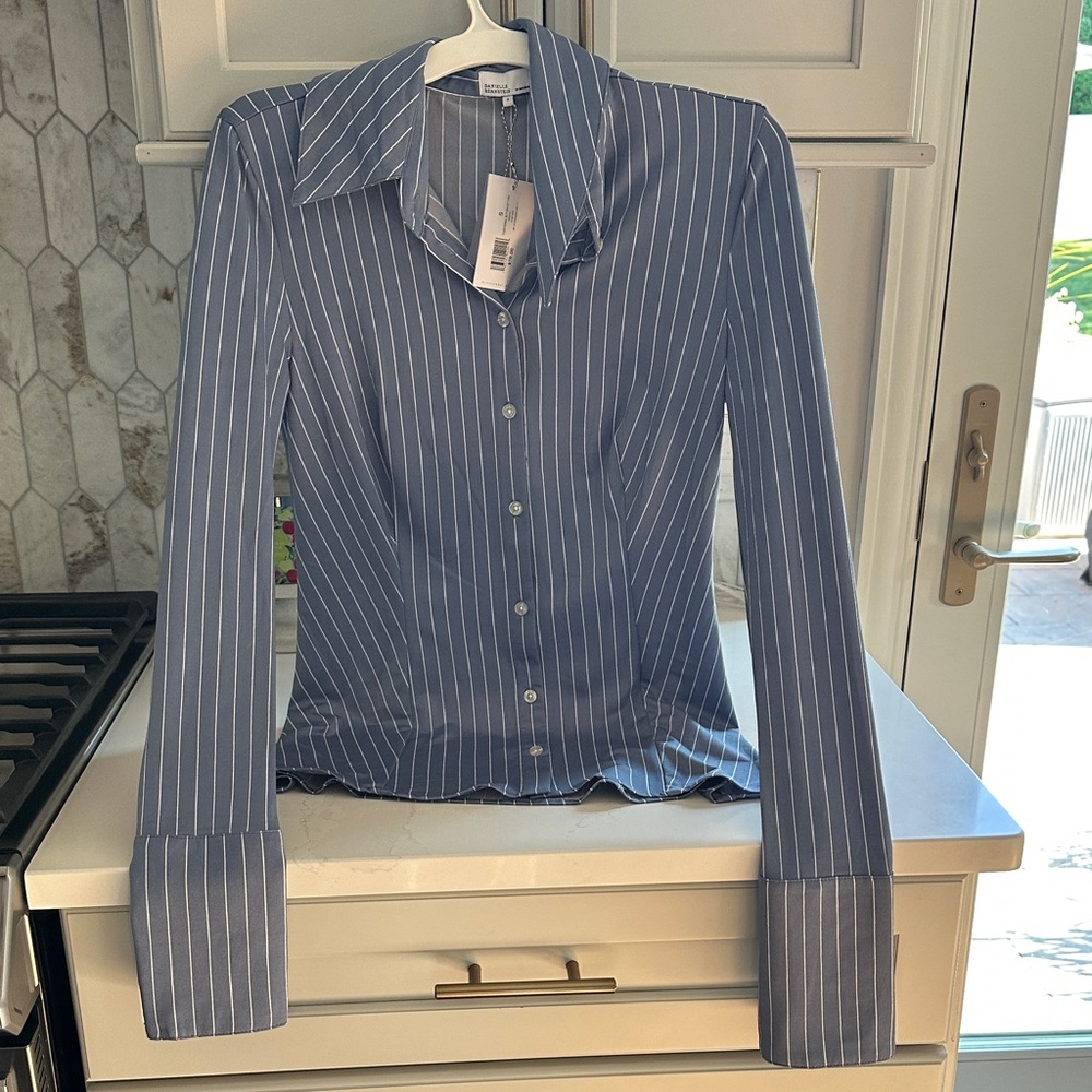 WeWoreWhat Blue and White Striped Shirt